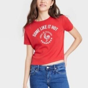 Tuong Ot Sriracha Hot Sauce Semi Crop Tee , Multi Sizes